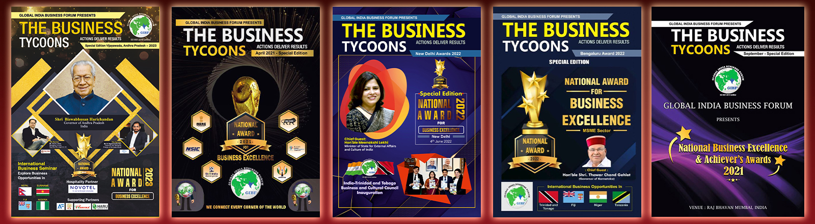 The Business Tycoons - Cover page of all magazines from past events of GIBF